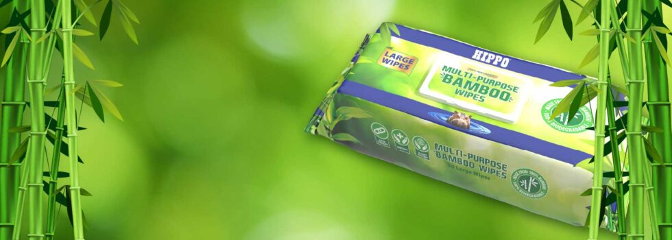 Picture of Hippo Bamboo Wipes Bag on Green Background