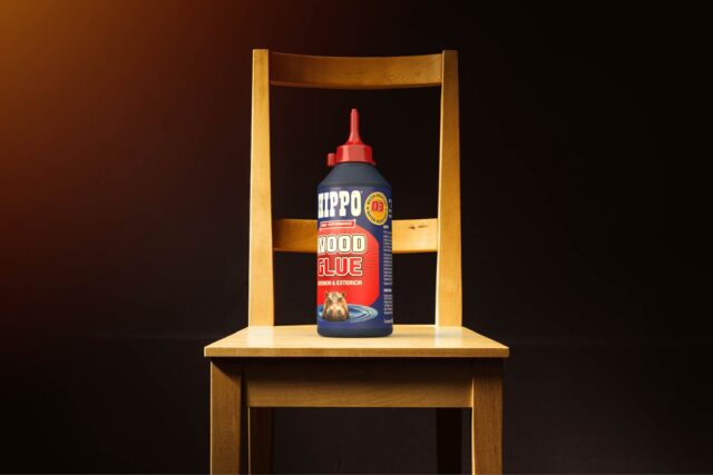 Hippo D3 Wood Glue pictured on a well made chair