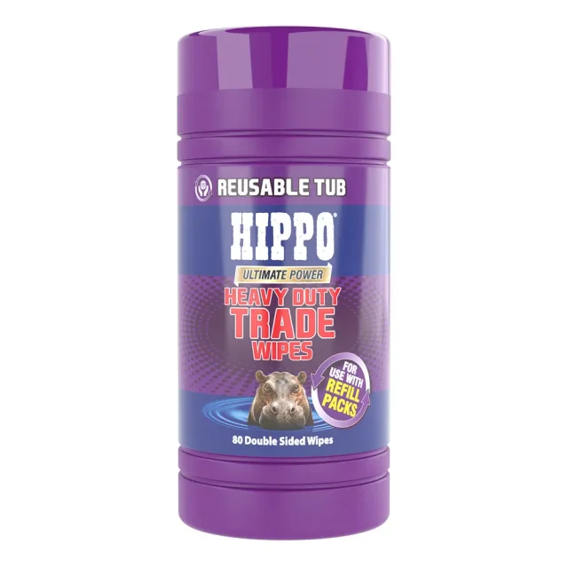 Reusable tub of 80 Hippo heavy duty trade wipes