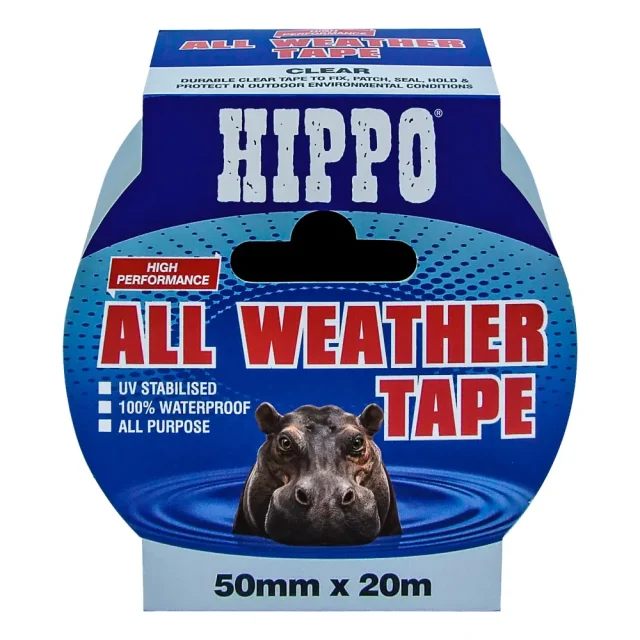 Roll of Hippo all weather tape 50mm x 20 in clear