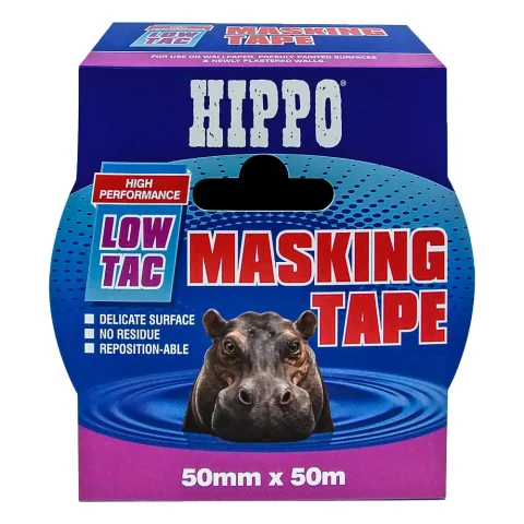 Roll of Hippo low tac masking tape 50mm x 50m