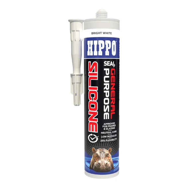 Cartridge of Hippo general purpose silicone sealant in white