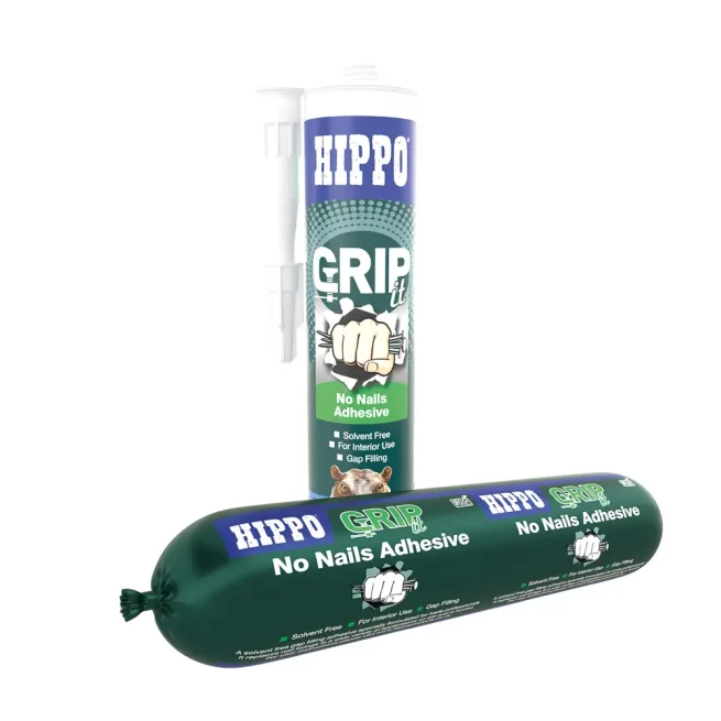 Cartridge and foil packs of Hippo no nails adhesive