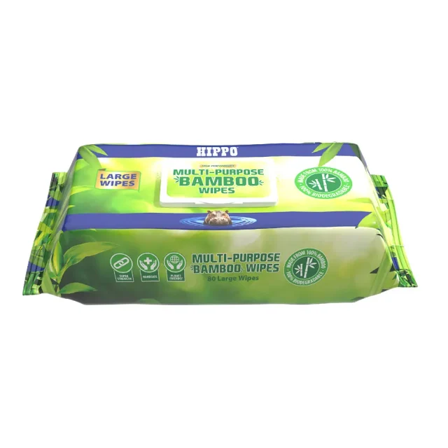 Bag of 80 extra large Hippo multi purpose bamboo wipes