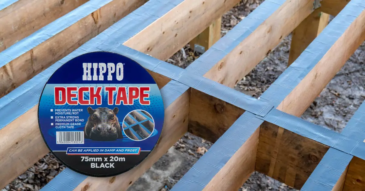 Hippo deck tape in use on timber joists.