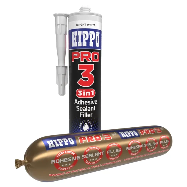 Cartridge and foil packs of Hippo PRO3 adhesive, sealant and filler
