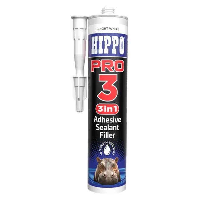 Cartridge of Hippo PRO3 adhesive, sealant and filler in white