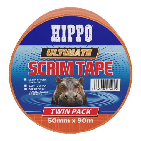 Roll of Hippo ultimate scrim tape 50mm x 90m twin pack front view